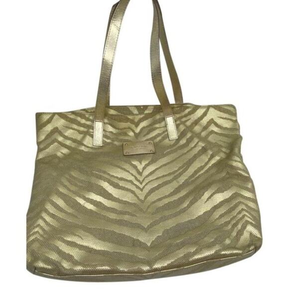 Michael Kors Handbags - MICHAEL KORS Gold Tan Large Inter Woven Tote Bag